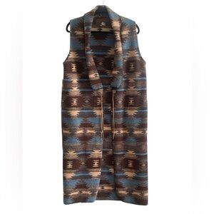 Bear Ridge Outfitters Vintage Duster Blanket Vest Jacket USA Aztec Western 90s L